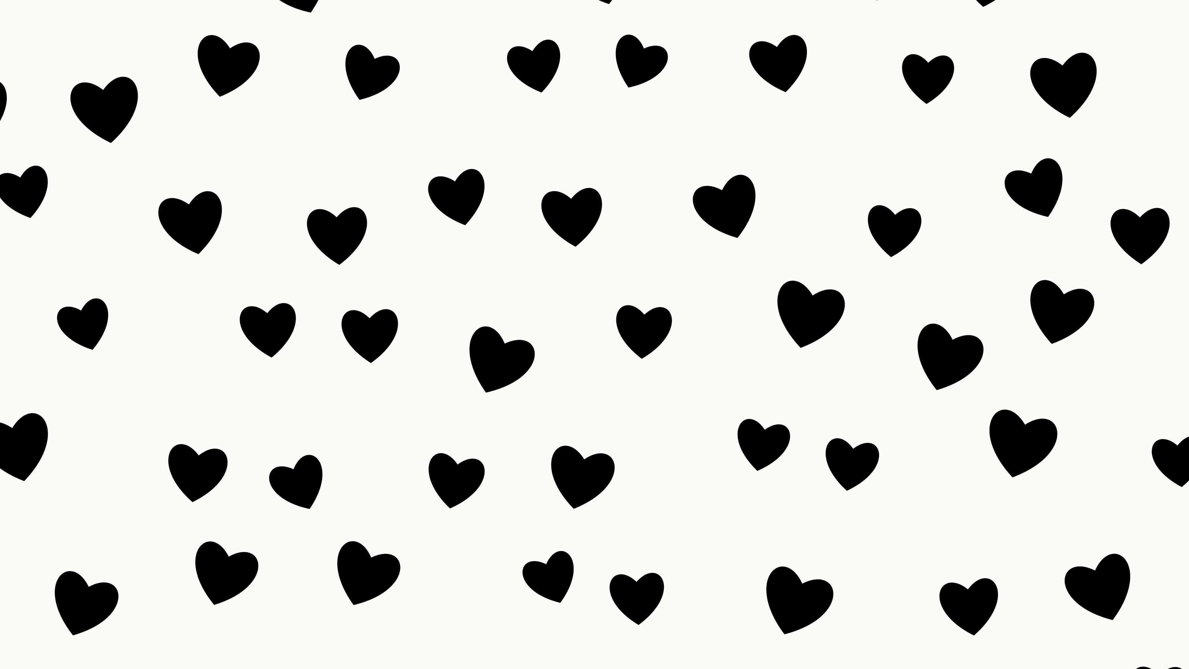 White and Black Heart Pattern desktop wallpaper in 4K