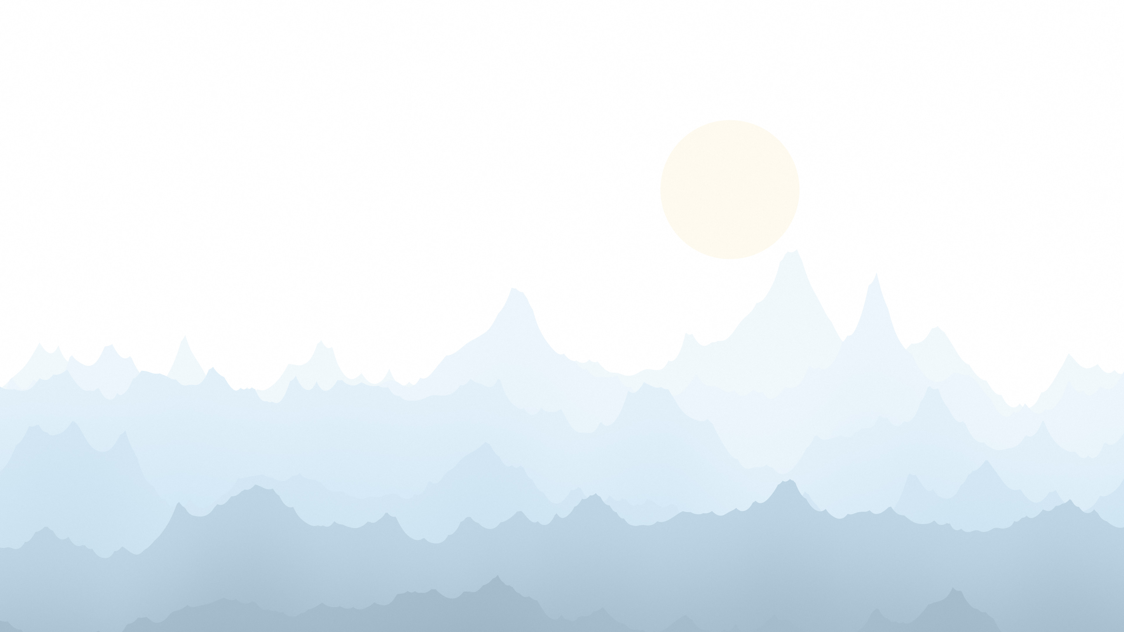 Winter Blue Minimalist Mountain Landscape desktop wallpaper in 4K