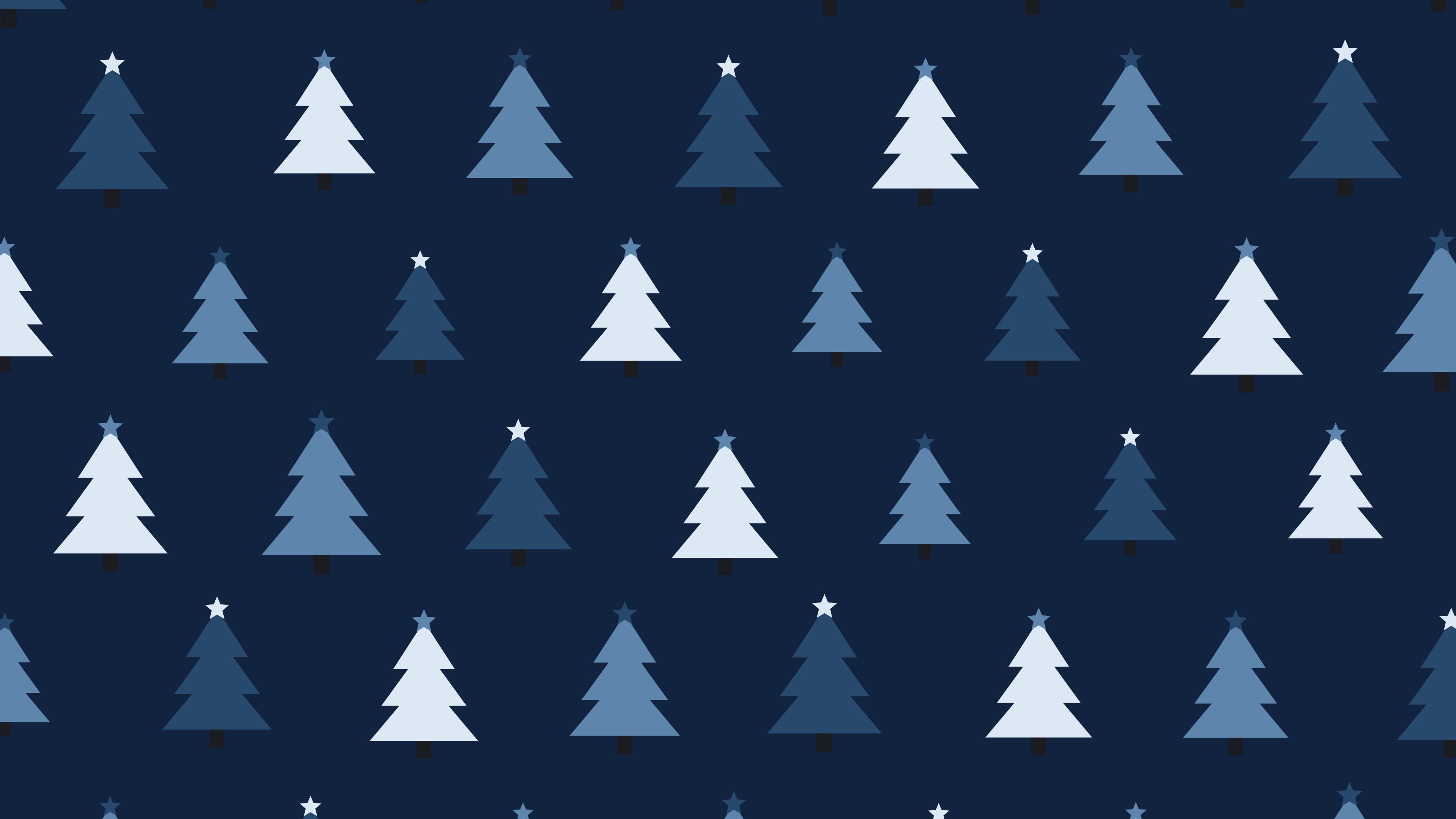 Winter Night Christmas Tree Pattern desktop wallpaper in 4K