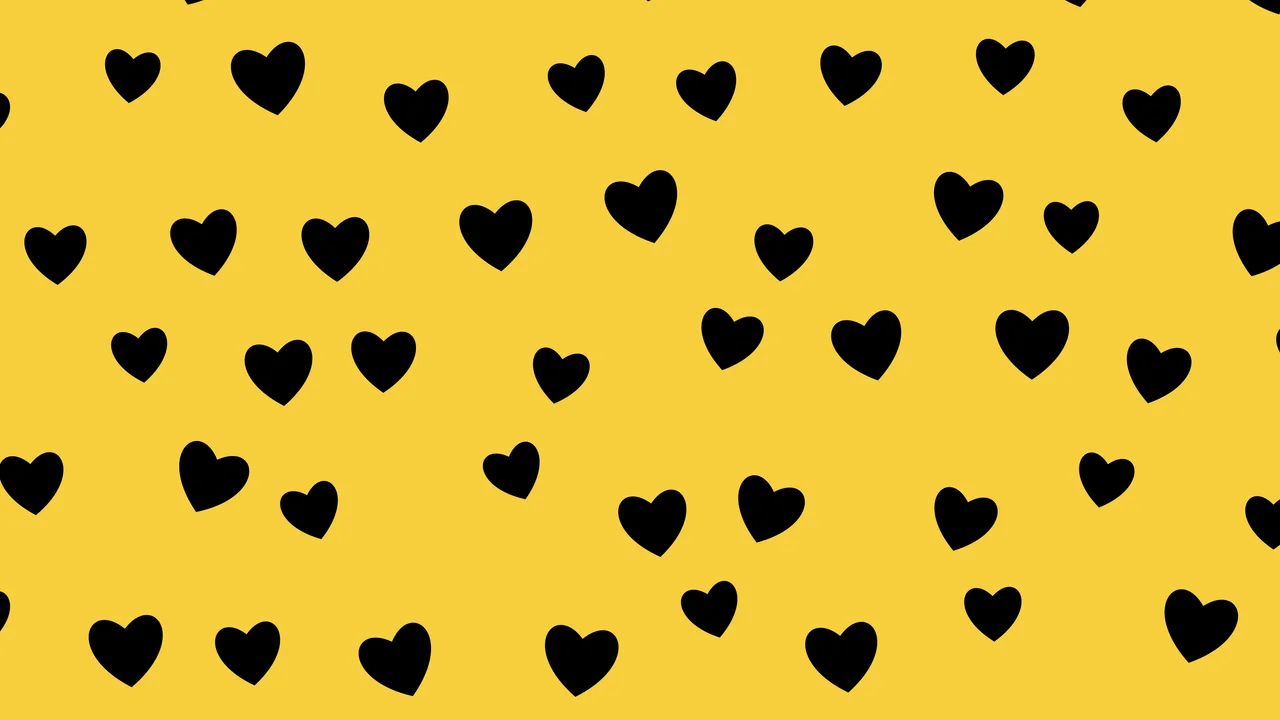 Yellow and Black Heart Pattern desktop wallpaper in 4K