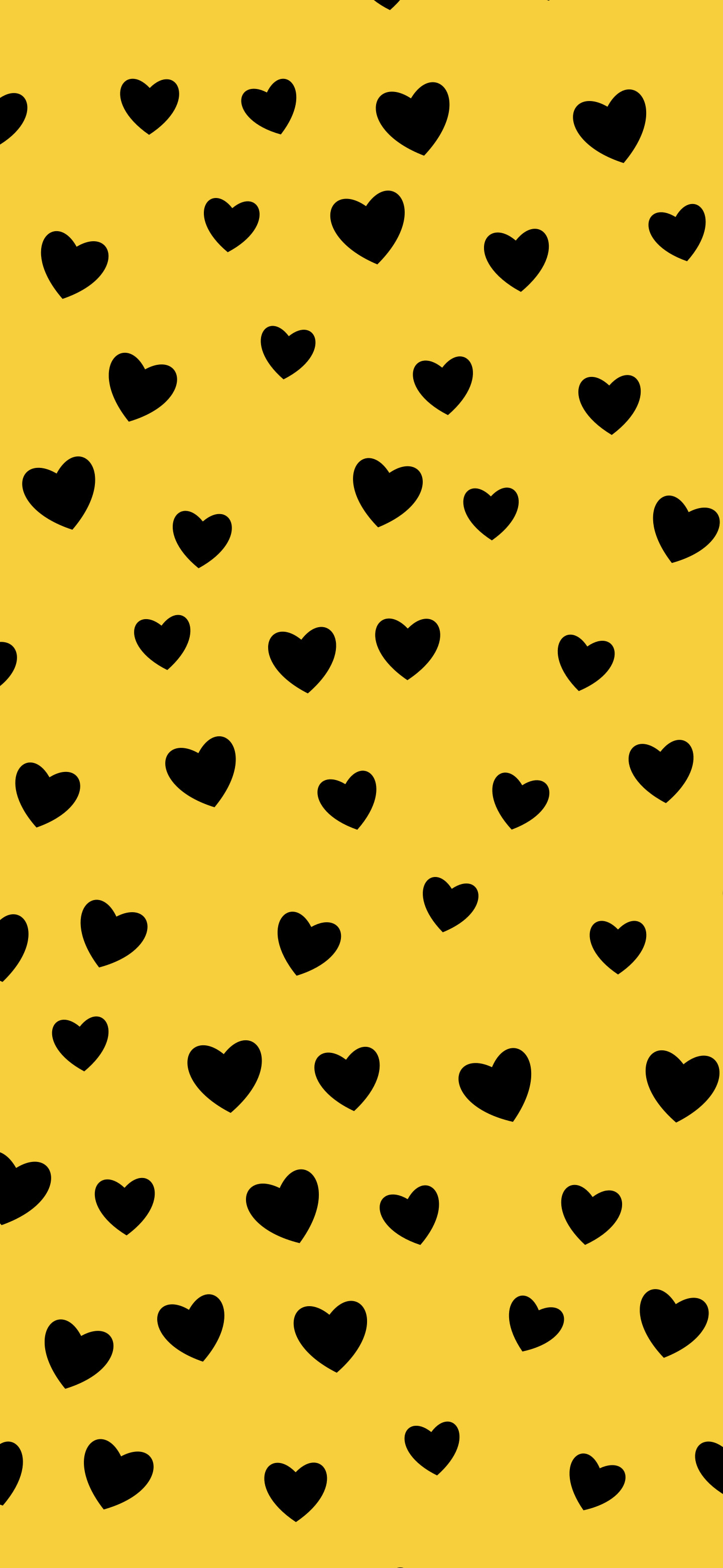 Yellow and Black Heart Pattern wallpaper for iPhone and Android