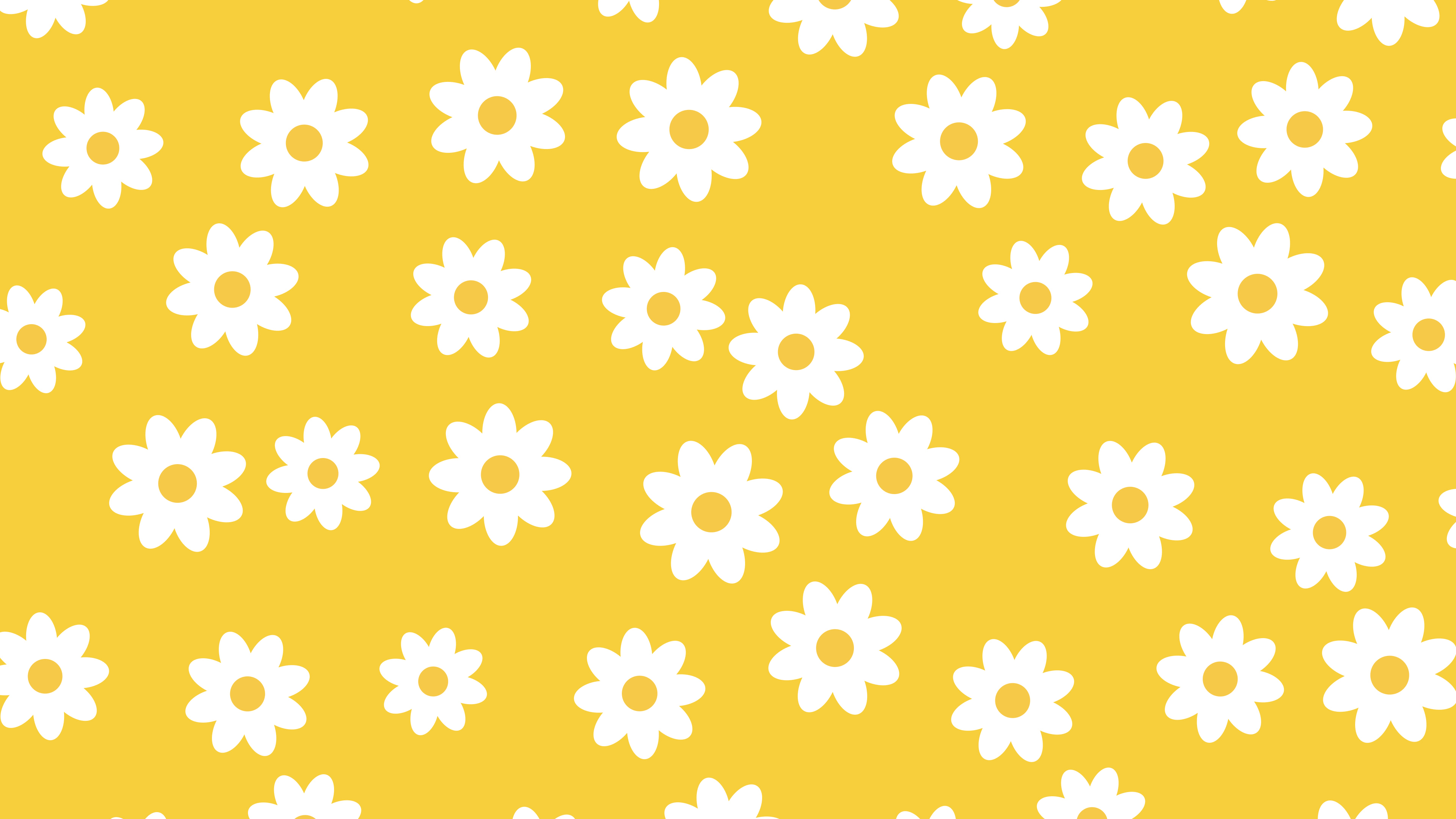 Yellow Daisy Flower Pattern desktop wallpaper in 4K